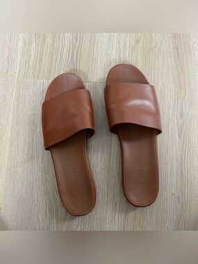 Jenni Kayne Studded Leather Slides Brown Size 38.5